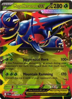 Pokemon TCG Mega Heracross ex 004/094 Me02: Phantasmal Flames Holo NM - Image 1