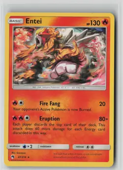 Entei 47/214 Rare Lost Thunder Pokemon NM - Image 1