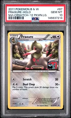 2011 Pokemon Black White Noble Victories Pokemon Lg Fraxure Holo #87 PSA 10 - Image 1