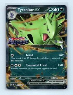 Pokemon tcg Prismatic Tyranitar Prismatic Evolutions Stamp Near Mint or Better - Image 1