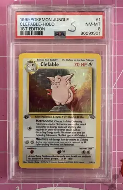 Pokemon TCG Clefable Jungle 1st Edition Holo Rare 1999 PSA 8 1/64 English - Image 1