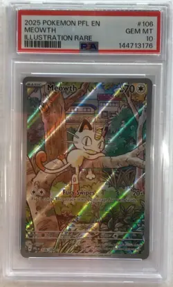 2025 POKEMON 106/094 MEOWTH PHANTASMAL FLAMES ILLUSTRATION RARE - PSA 10 - Image 1