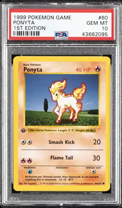 1999 POKEMON BASE SET 1ST EDITION #60 PONYTA PSA 10 - Image 1