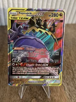 Naganadel & Guzzlord GX 158/236 Cosmic Eclipse Rare Holo Tag Team Pokemon Card - Image 1