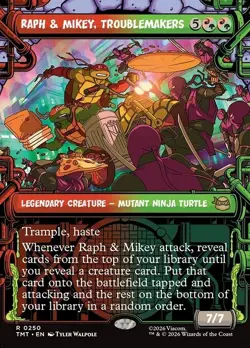 Raph & Mikey, Troublemakers x1 1x Borderless Showcase TMT TMNT NM MTG - Image 1