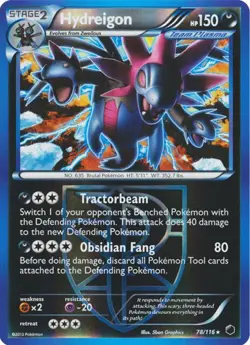 1x Hydreigon - 78/116 - Holo Rare - Reverse Holo Moderately Played Pokemon BW - - Image 1