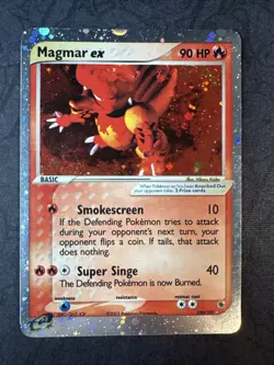 Holo Swirl !!! Magmar ex 100/109 Ruby and Sapphire Pokemon - Image 1