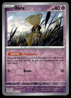 Abra 80/167 Pokemon Card Twilight Masquerade Common 40 HP Rev Holo LP IF - Image 1
