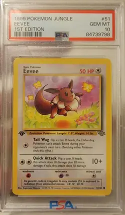 1999 Pokemon Jungle 1st Edition #51 Eevee - PSA10 GEM MINT - Image 1