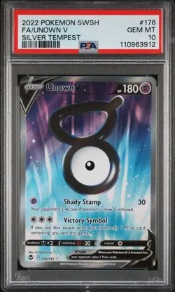 UNOWN V #176 PSA 10 2022 Pokemon SWSH Silver Tempest Full Art Gem Mint - Image 1