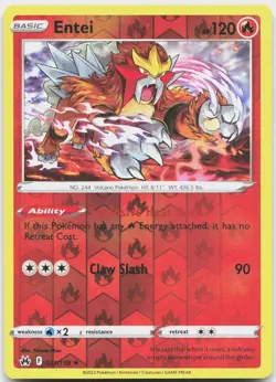 Entei 021/159 Holo Rare Crown Zenith Pokemon Reverse Holo Near Mint - Image 1