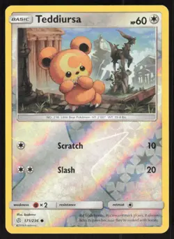 Teddiursa 171/236 Common Cosmic Eclipse Pokemon Reverse Holo Lightly Played - Image 1
