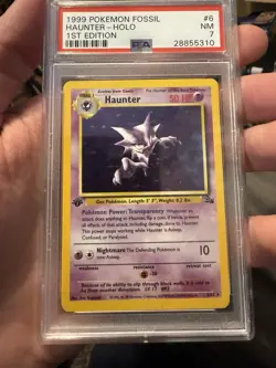 1999 POKEMON FOSSIL 1ST EDITION #6 HAUNTER-HOLO PSA 7 - Image 1