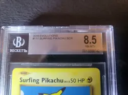 Pokemon XY Evolutions Surfing Pikachu Secret Rare 111/108 BGS 8.5 NM-MT 2016 - Image 2
