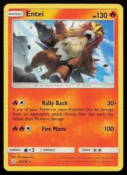 Entei 28/236 Rare Cosmic Eclipse Pokemon Lightly Played - Image 1