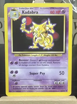 Kadabra 32/102 - Uncommon 1999 English Base Set Pokemon Card - Near Mint & LP - Image 1
