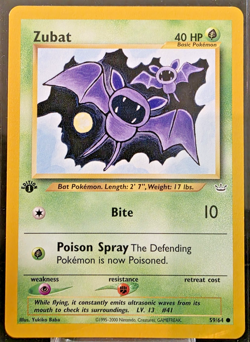 Pokemon TCG Zubat 59/64 1st Edition Neo Revelation NM - Image 1