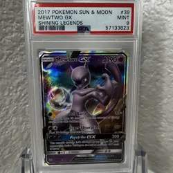 2017 POKEMON SUN & MOON SHINING LEGENDS #39 MEWTWO GX - PSA 9 MINT - Image 1