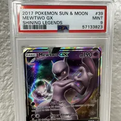 2017 POKEMON SUN & MOON SHINING LEGENDS #39 MEWTWO GX - PSA 9 MINT - Image 2