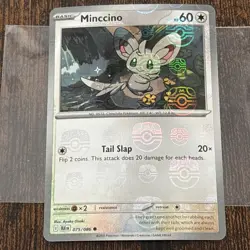 2025 Pokemon TCG Black Bolt 075/086 Minccino MASTER BALL REVERSE HOLO - Image 1