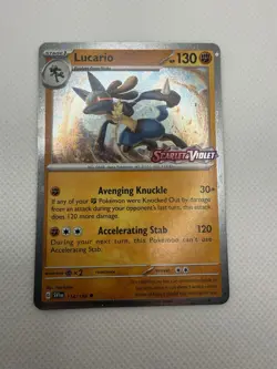 Pokemon Lucario 114/198 Cosmo Holo Stamped Scarlet Violet Promo - Image 2