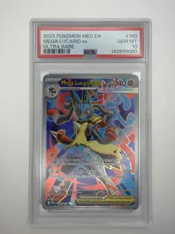 2025 POKEMON MEG EN-MEGA EVOLUTION ULTRA RARE #160 MEGA LUCARIO EX PSA 10 - Image 1