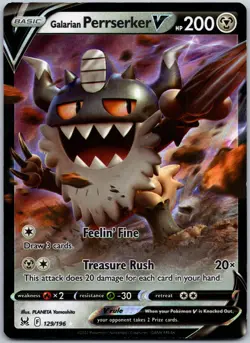 Galarian Perrserker V 129/196 Ultra Rare Lost Origin NM - Image 1