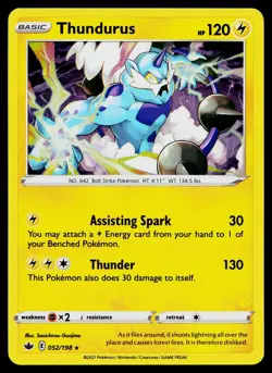 Thundurus 052/198 Cosmo Holo Holo Rare Chilling Reign Pokemon Near Mint - Image 1