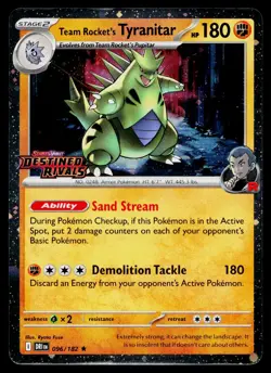 Team Rocket's Tyranitar (Prerelease) 096/182 Cosmo Holo Pokemon Near Mint - Image 1