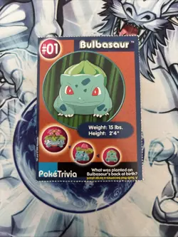 (VP) Pokemon Poke Trivia Bulbasaur #01 Burger King Card-Fast Shipping-Promo LP - Image 1