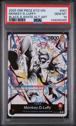 2025 ONE PIECE STARTER DECK ST21-EX GEAR 5 | BLACK & WHITE MONKEY D. LUFFY 001 - Image 1