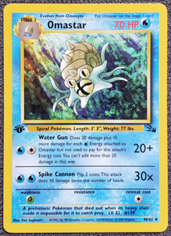 1st Edition Omastar - Fossil - #40/62 - Vintage Pokemon Card 1999 WOTC - Image 1