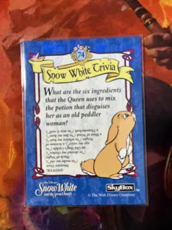 '94 Disney Skybox Snow White and the Seven Dwarfs Trivia Card #74 SNOW WHITE - Image 2