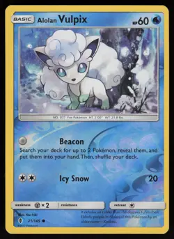 Reverse Holo Alolan Vulpix 21/145 SM - Guardians Rising Pokemon TCG Card - Image 1