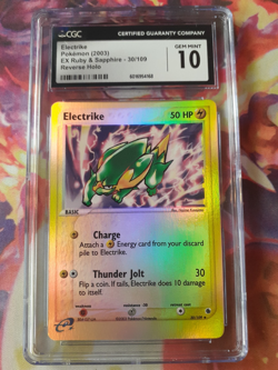2003 Pokemon TCG EX Ruby & Sapphire Electrike Reverse Holo 30/109 CGC 10 Low Pop - Image 1