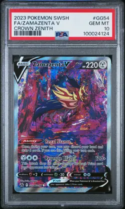 2023 POKEMON SWORD & SHIELD CROWN ZENITH #GG54 FULL ART/ZAMAZENTA V PSA 10 - Image 1