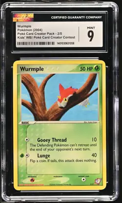 Wurmple 2/5 Kids' Wb! Poke Card Creator Contest Pokemon CGC 9 Mint - Image 1