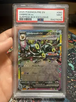 2025 Pokemon Prismatic Evolutions 060 Umbreon ex Surprise Box Stamp Promo PSA 9 - Image 1