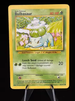 Bulbasaur 44/102 Common Base Set Unlimited Pokemon Moderately Played - Image 1