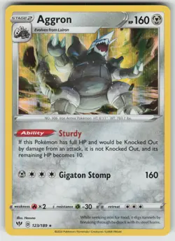 Aggron 123/189 Holo Rare Darkness Ablaze Pokemon Holo Near Mint - Image 1