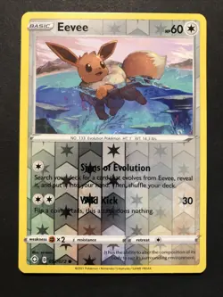 Pokemon TCG Shining Fates Reverse Holo Common Eevee 052/072 - Pack fresh - NM - Image 1