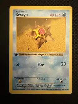 1999 First Edition Base Set Shadowless Staryu Pokemon Card #65/102 - Image 1