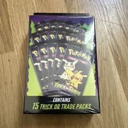 QTY 2025 Pokemon TRICK OR TRADE HANGER BOX (15 Booster Packs) TCG MJ Holding - Image 1