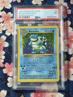 1999 POKEMON BASE SET SHADOWLESS #2 BLASTOISE HOLO PSA 7 - Image 1