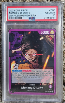 2023 One Piece Monkey D Luffy Leader OP05-060 Awakening of the New Era PSA 10 - Image 1
