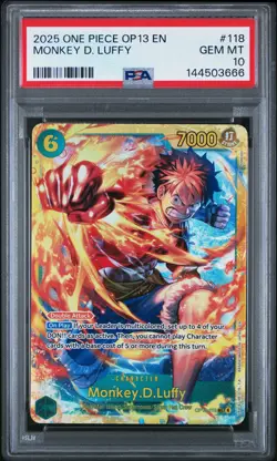2025 ONE PIECE OP13-CARRYING ON HIS WILL #118 MONKEY D. LUFFY PSA 10 - Image 1