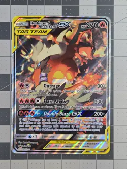 Reshiram & Charizard GX SM201 JUMBO OVERSIZED Black Star Promo Pokemon Card Tag - Image 1