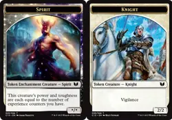 1 x Spirit Token // Knight Token - Commander 2015 - Moderate Play - MTG - Image 1