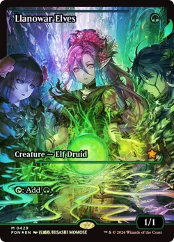 Llanowar Elves Foil Japan Showcase Foundations NM MTG - Image 1
