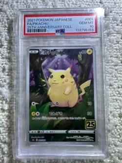 PSA 10 Pikachu Full Art 25th Anniversary Japanese 2021 Pokemon 001/028 - Image 1